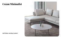 Light Luxury cream Drum Table Minimalist Modern & aesthetic Living Room Furniture Round Top Home Furnishing Creamy appearance for Apartment Dwellers, homeowners, Interior Design devotees, Small areas, Lounge Area, Bedroom