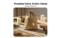 Festive Design Velvet Drawstring Bag Reusable Christmas Gift Bag Long-Lasting for Party Planners, Crafters, Stocking Stuffers, Weddings