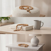 Wooden Rosary with Crucifix Religious Jewelry Corded for Prayer, Daily Wear