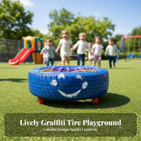 Made from Real Tires Kids Tire Car Colorful Design Net Seat Tire Push-Along Long-Lasting Rubber Material Foot-Powered Balance Toy Easy to Clean for Preschoolers, Toddlers, Teachers, Kindergarten, Daycare Centers, Playground, Backyard