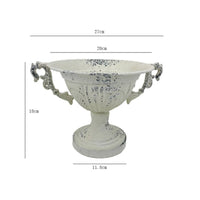 Flower Urn Distressed Metal Urn with Handles Shabby Chic Rustic for Decorators, Garden, Patio