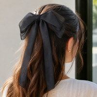 Elegant Organza Bow Hair Clip with Long Streamers, Chinese Style Sweet Hair Accessory