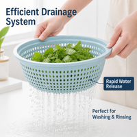 Round Colander Bowl, Synthetic Rice Strainer for Washing Fruits Vegetables, Hollow Design Pasta Strainer, Food-Grade Kitchen Tool