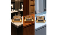 360-Degree Display Turntable with Acrylic Tray Compact Jewelry Rotator Slim Showcase Base Sturdy for Jewelers