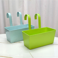 4 Pieces Railing Planter Box Curved Hooks Fence Hanging Planter Rectangular Garden Container