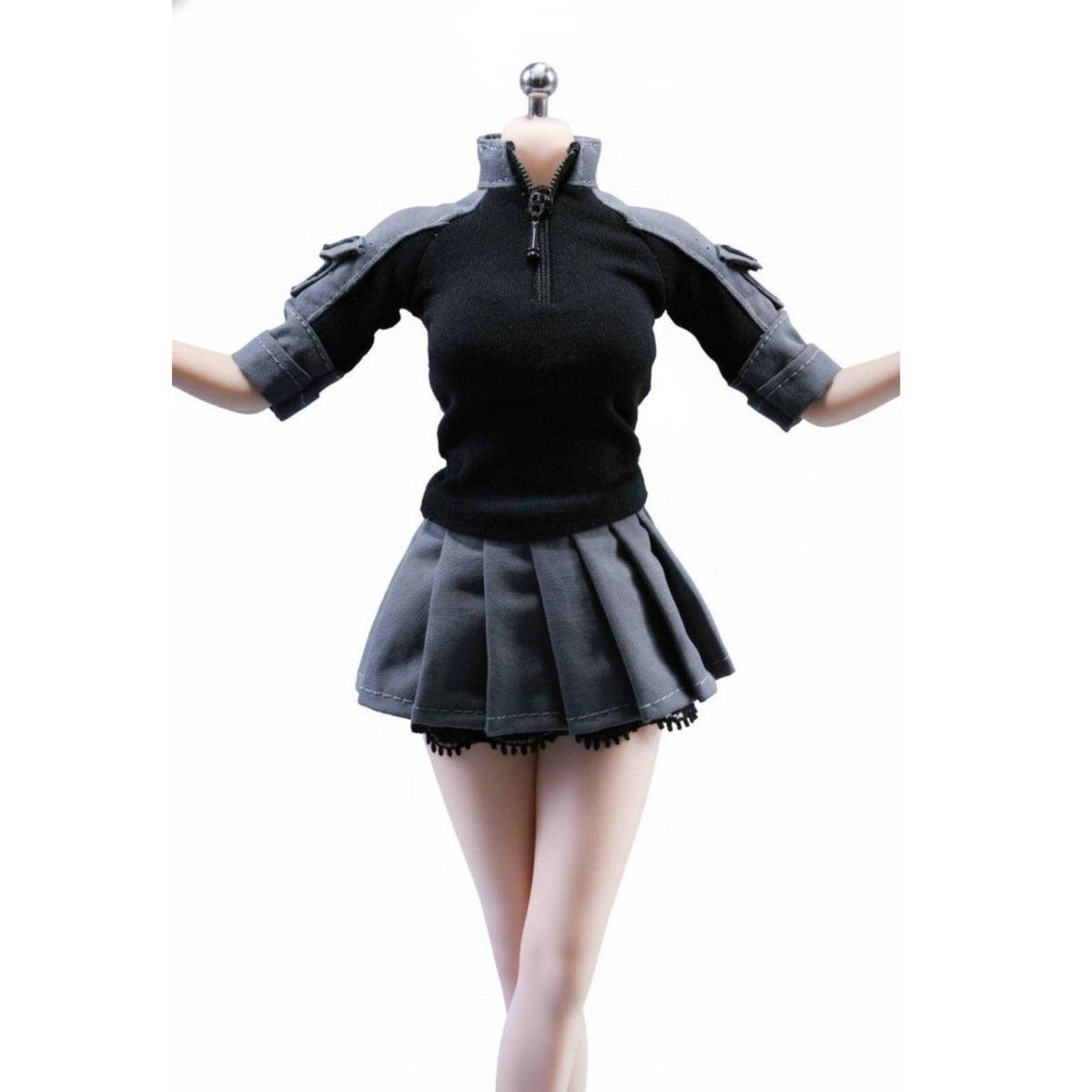 1/6 Scale Female Combatant Outfit High Quality Material Training Skirt Suit 12 Inch Doll Uniform Zippered Collar