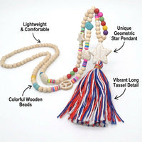Tassel Pendant Necklace Long, Wooden Beads Pendant Necklace, Ethnic Jewelry Women Necklace, Turquoise Beaded Pendant Necklace