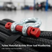 Heavy-Duty Tow Strap and Shackle Set Break-Resistant Braided Tow Strap with Shackles Reinforced Loops Towing Equipment High-Density Weave for Rugged-Highway Enthusiasts, Truck Owners, Drivers, Roadside Emergency, Trail Riding