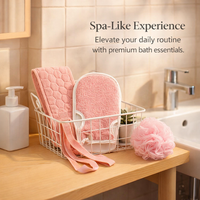 Mesh Loofah and Glove Bath Set for Shower, Exfoliating Scrubber with Long Back Strap for Adults, Blue Accessories