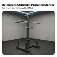 Gym Weight Storage Stand Space Saving Vertical Barbell and Plate Stand Commercial Grade Weight Disc and Bar Holder