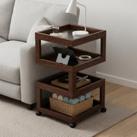 Modern Bedside Cabinet Open Shelving Mobile Storage Cart Space Saving Rolling End Table for Bedroom, Small Areas, Living Room