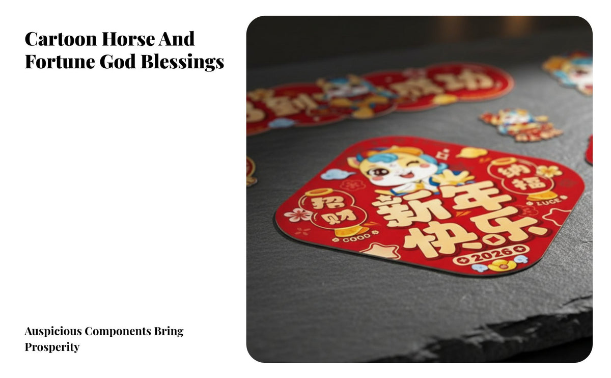 2026 Holiday Couplets Set, Horse Year Door Decor, Creative Fu Character Stickers