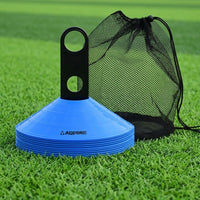 Football Training Equipment, 10 Pack Marker Disc Cones 19cm, Flexible Training Cones with Storage Rack & Mesh Bag