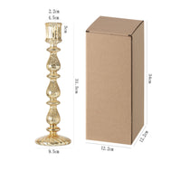 Ribbed Glass Candlestick Fluted Taper Glass Candle Holder Lustrous Finish Taper Candle Holder Tall Stem