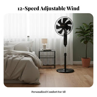 Strong Wind Pedestal Fan Powerful Airflow Distant Control Floor Fan Quiet Operation Cooling Appliance Auto-Deactivate Timer for Bedroom, Living Room, Office
