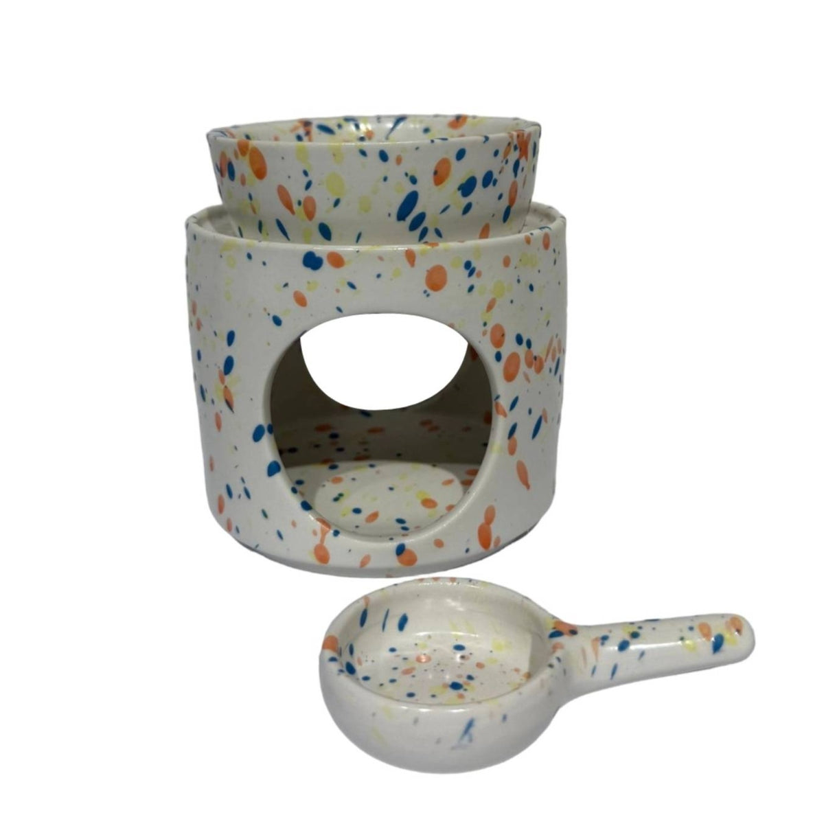 Glazed Melt Melt Burner with Tealight Spoon Decorative Burner Tabletop Fragrance Holder Easy to Use for Tea Corner
