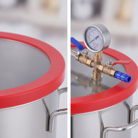 Stainless Steel Vacuum Degassing Container Transparent Lid Vacuum Chamber with Hose Heavy Duty Degassing Chamber with Hose Airtight for Hobbyists, Professionals, Resin Casting, Silicone Molding, Laboratory