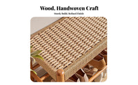 Japanese aesthetic doublelevel Woven Stool Multi-Functional Padded Shoe Storage Stool Space Saving Design Household Furniture Sturdy Construction for Homeowners, Families, Entryway, Hallway, Living Room, Bedroom