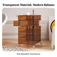 Nordic design 3-Tier Rotating Pedestal Transparent Design 3-Tier Round Stand Space-Saving Nightstand Multi-Functional for Apartment Dwellers, Homeowners, Students, Bedroom, Small Spaces, Living Room, Office