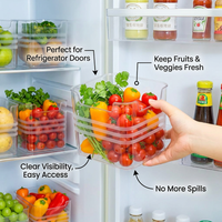 Refrigerator Organizer Box, Fridge Side Door Storage, Clear Refrigerator Organizer, Easy Access Fridge Storage, Food Grade Refrigerator Organizer