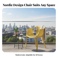 Nordic Design Woven Plastic Chair Indoor and Outdoor Use Household Furniture Colorful choices Enhanced Comfort for Cafe Owners, Homeowners, Readers, Balcony, Reception Area, Living Room, Home Office