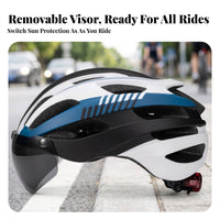 Hard Shell Cycling Helmet Breathable Vents Helmet with Tail Light Impact Resistant Head Protection Lightweight for Adults