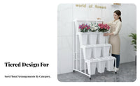Multi-Tier floral vessel Stand Space-Saving Tiered Pot Holder Sturdy Frame Display apparatus for Florists, event Planners, Wedding location, Patio, Porch
