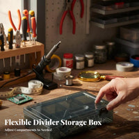 Transparent Lid Compartment Case with Dividers firm Latch Adjustable Divider Case adaptable Organizer Box Stackable Design for Technicians, DIY hobbyists, Professionals, Workshop, Garage, Craft Room, work location