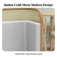 Hong Asian Design Woven Back Dining Chair and Table Set Modern Design Square Table and 4 Chairs Curved Backrest Commercial Furniture Integrated Armrests for Cafe Owners, Interior Designers, Adults, Milk Tea Shop, Hotel Lobby