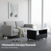 With casters 2-Tier Rolling Side Table Space-Saving Mobile Storage Multi-Functional Household Furniture space-efficient Design for Apartment Dwellers, Homeowners, Office Workers, Living Room, Small Spaces, Bedroom, Kitchen