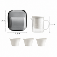 Portable Teapot Set, Heat-resistant Glass Teapot 400ml with Strainer Insert, Minimalist Borosilicate Glass Travel Tea Service for Office & Outdoor