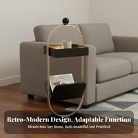 Modernist inspired two-partlevel C-Table Space-Saving Nightstand Minimalist Indoor Furnishing Mobile Design for Apartment Dwellers, Homeowners, Adults, Bedroom, Small Spaces, Living Room, Entryway