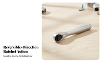 Compact Head Double-Direction Ratchet Wrench Polished Silver Hand Tool