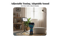 Adjustable Tuning Tunable Djembe Portable Djembe Drum Lightweight Musical Instrument Rich Resonant Sound for Beginners, Professionals, Music Class, Home Practice, Performance, Outdoor