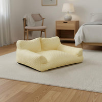 Soft & Comfortable Cooling Pet Sofa Moisture-Absorbent Semi-Enclosed Pet Lounger Calming Design Quilted Cat Couch Scratch Resistant for Dogs, Small Pets, Summer