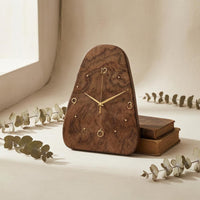 Rounded Irregular Wood Clock Easy to Read Wooden Desk Clock for Tabletop