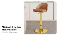 Minimalist Design Upholstered rotating Stool with Backrest Height Adjustable Upholstered rotating Stool Integrated Footrest Bar Chair Padded Seat for Adults, Homeowners, Business Owners, Boutique, Reception Desk, Restaurant, Kitchen Counter