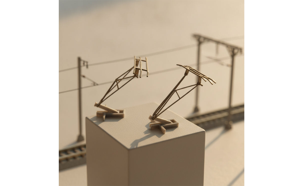 2 Pieces HO Scale Model Train Pantograph DIY Pantograph Kit Easy to Install Locomotive Accessory Sturdy for Railroad Hobbyists