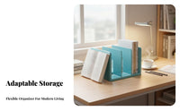 Transparent Expandable Bookend Space-Saving Book Holder Adjustable Desk Shelf Sturdy backing for Students, educators, Kids, School, Study Room, Library, Home