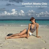 Swimsuit for Girls and Women's Bikini Sets for Water Sports, V-Neck Backless Summer Outfit with Control, High Waist Bottoms in Polyester Spandex
