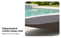 Rattan design foliageShaped Chaise Weather Resistant Outdoor Furniture Thick padding Sun Lounger Ergonomic Shape for Hotel Owners, Homeowners, Adults, pool area, lodge, Garden, Sunbathing