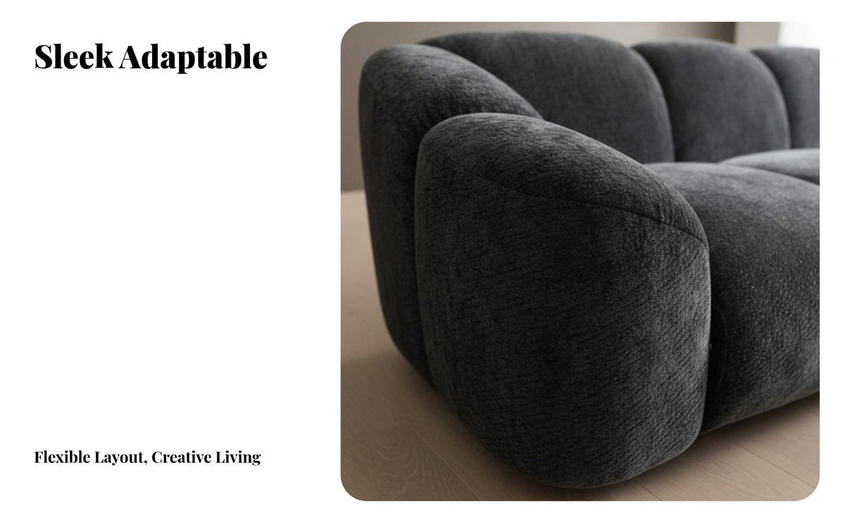 Rounded pillow Settee Light Luxury Living Room Furniture Italian aesthetic Upholstered Sofa for Apartment Dwellers, Young Adults, Studio Flat, Lounge Area