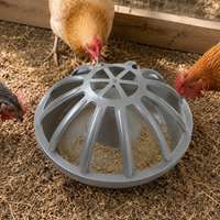 Chicken Feeder, 30cm Round Plastic Chicken Feeder, Anti-Tilt Feeder for Poultry, Gray