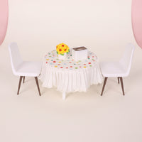 6 Pieces Dollhouse Dining Room Furniture Set Realistic Dollhouse Table and Chairs Miniature Table with Skirt Long-Lasting