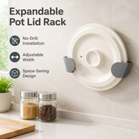 Retractable Pan Lid Holder, Drill Wall-Mount Pan Organiser, Matte Synthetic Polymer Saucepan Lid Storage for Kitchen Cupboard