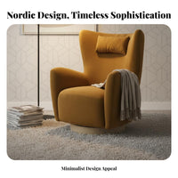 Upholstered rotating Armchair Nordic Design Lounge Chair Highspinerest Support Living Room Furniture for Adults, Readers, Bedroom, perusing corner, Home Office