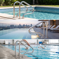 Stainless Steel Pool Handrail with Base Plates Long-Lasting Pool Railing with Base Plate Rust-Proof Handrails Compact