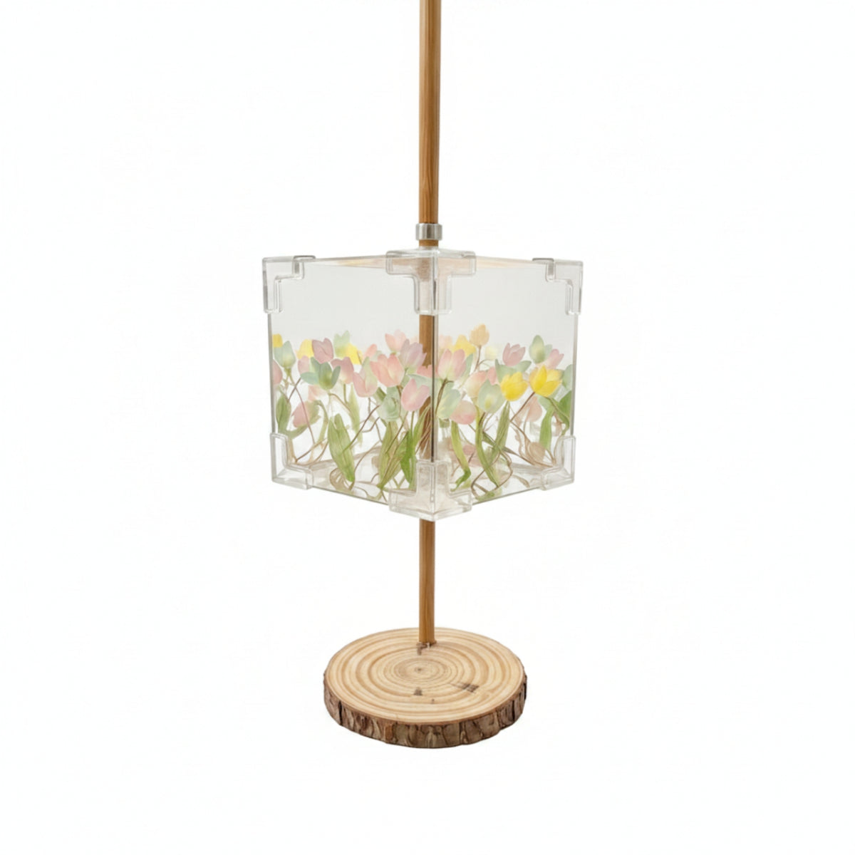 Lantern Lamp with Wood Base Natural Table Lamp with Wood Base Soft for Shelf