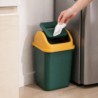 Household Waste Bin with Lid for Bathroom Kitchen Living Room Bedroom, Large Capacity Sealed Swing Lid Storage Bin