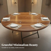 Thickened Tabletop Round Folding Dining Table Foldable Design Round Folding Table Space-Saving Household Furniture Heavy-Duty Load Capacity for Homeowners, Business Owners, Banquets, Events, Parties, Conferences